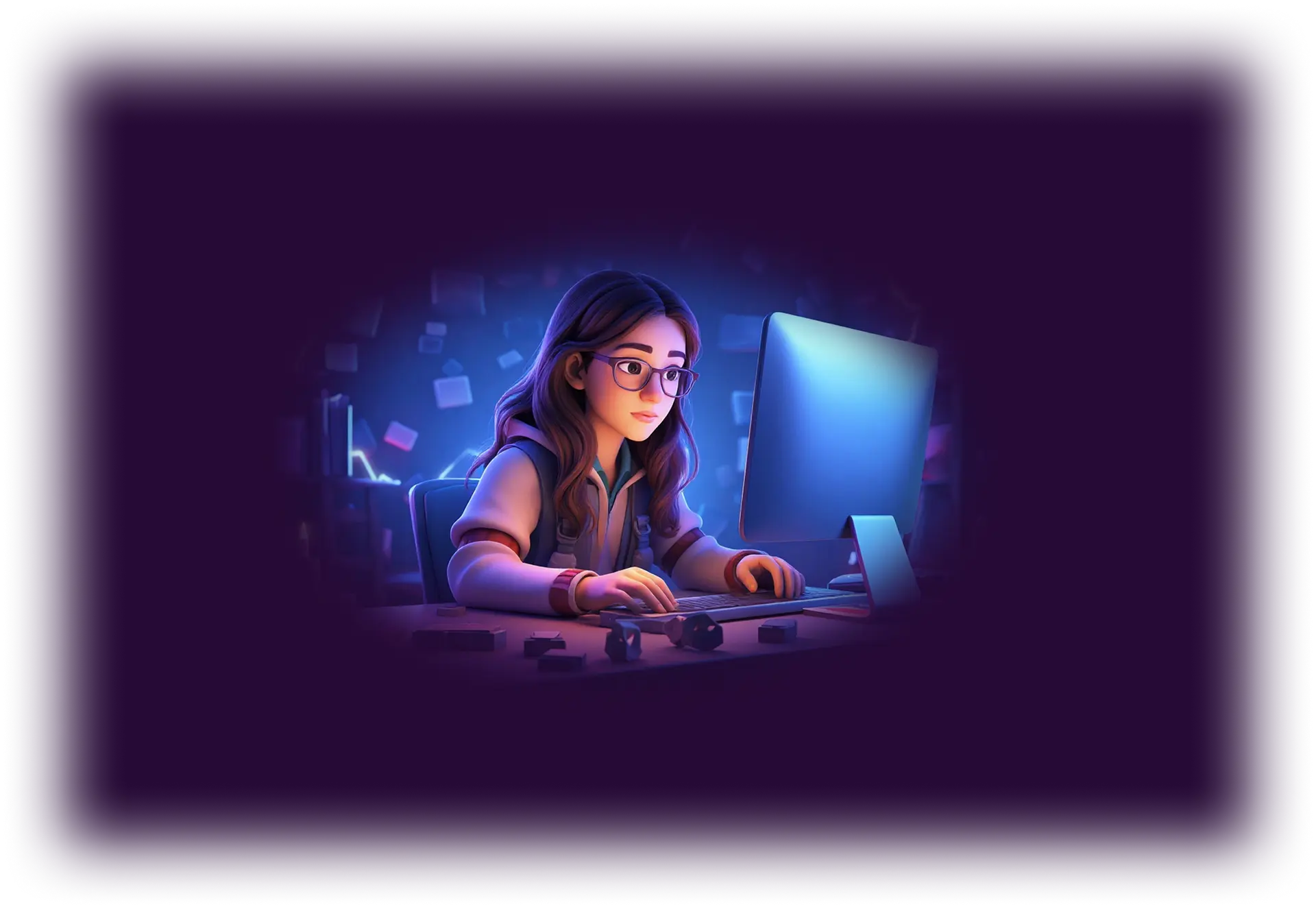 illustration de moi travaillant sur mon pc