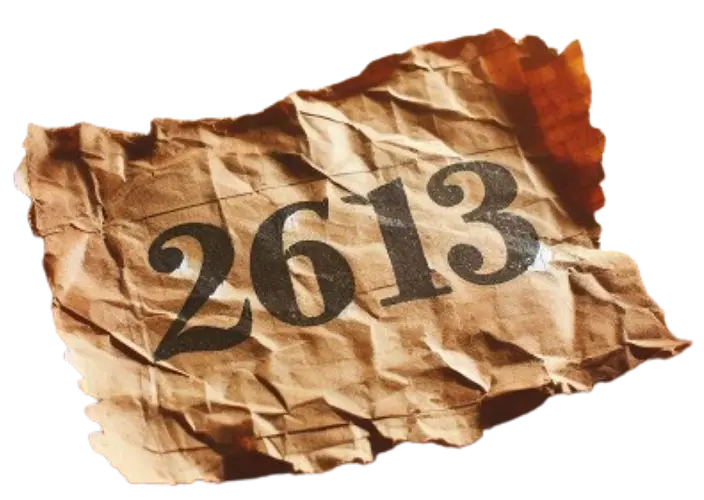 Vieux papier froissé, avec inscrit 2613