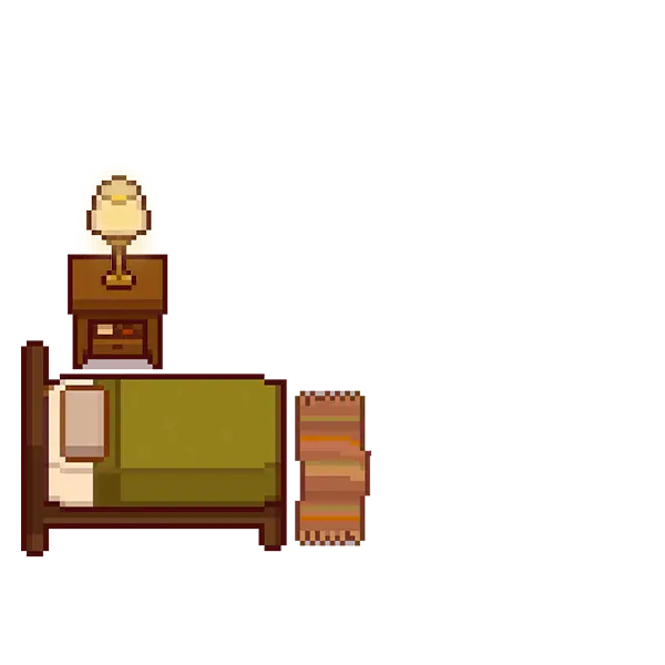 Illustration de notre partie chambre, en pixel art