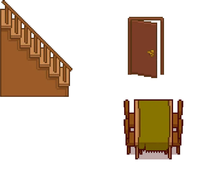 Illustration de notre partie salle à manger de notre jeu, en pixel art